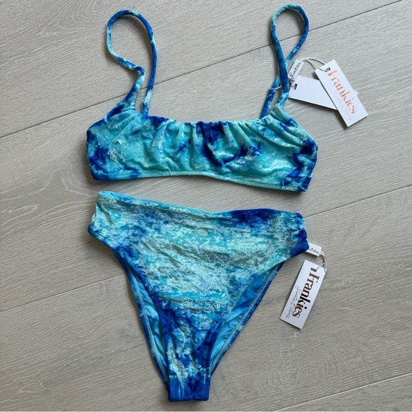 Frankie's Bikinis Other - Frankies Bikinis Aqua Tie Dye Velvet Bikini Set